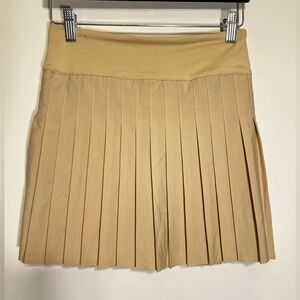 Kyoyo Tan Poly/Spandex Pleated Mini Skirt